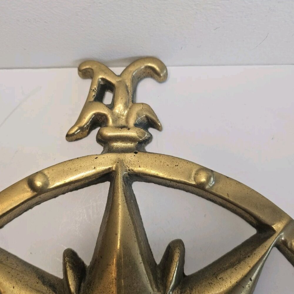 Vtg Brass Compass Rose Wall hanging Rose of the Winds Star Nautical decor - Picture 6 of 8